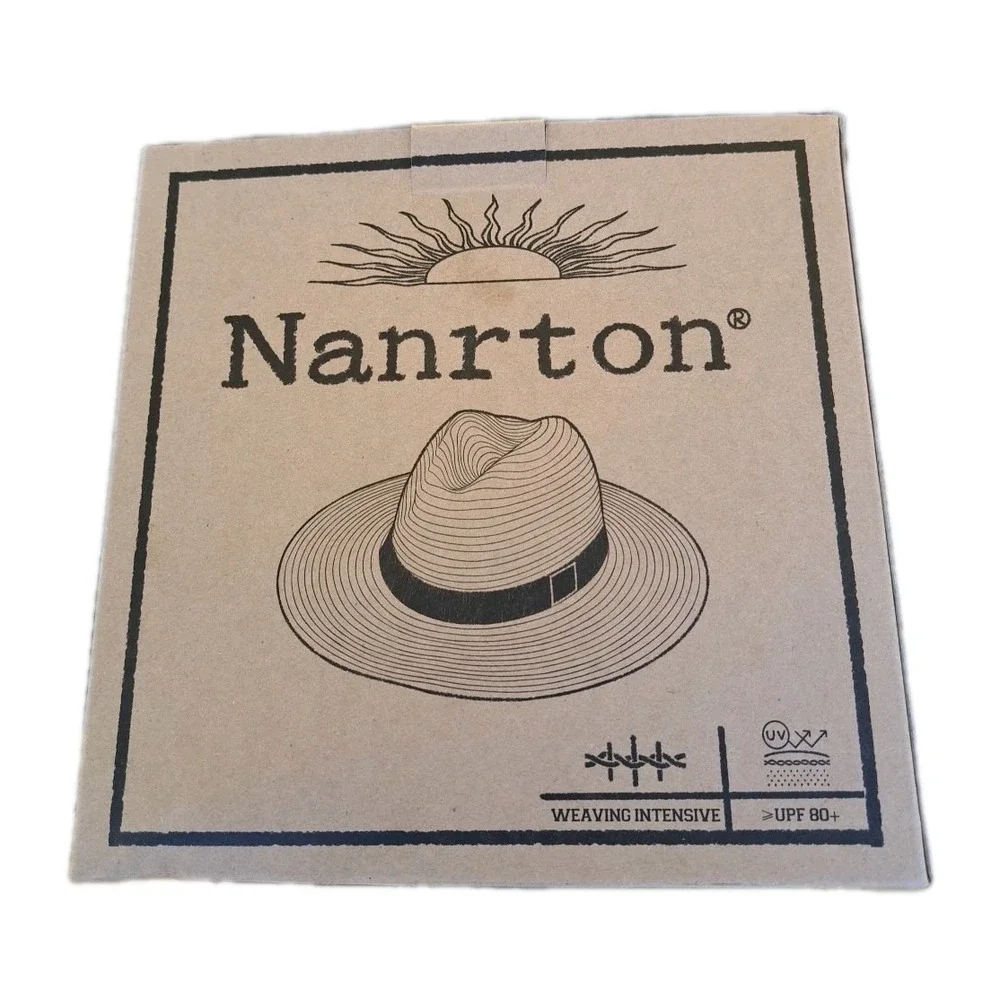 NANRTON Women's Sun Hat/ Wide Brim/ Fedora Roll up/UPF 80+ 2‎ Blk Ribbons